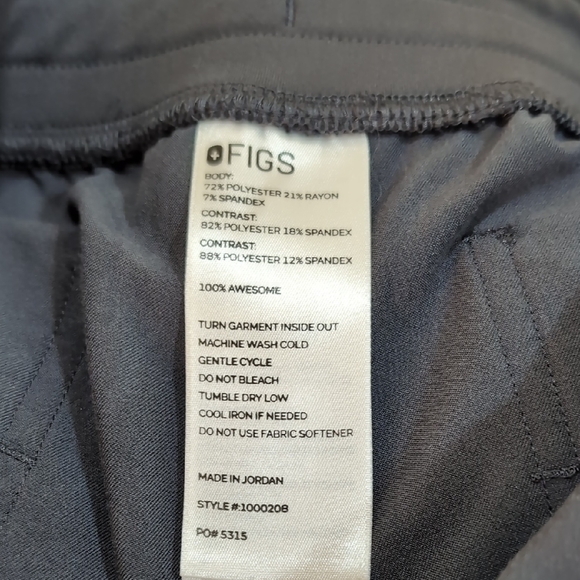 Fig's Women's Black Scrub Pants with Red Drawstring - Picture 8 of 10